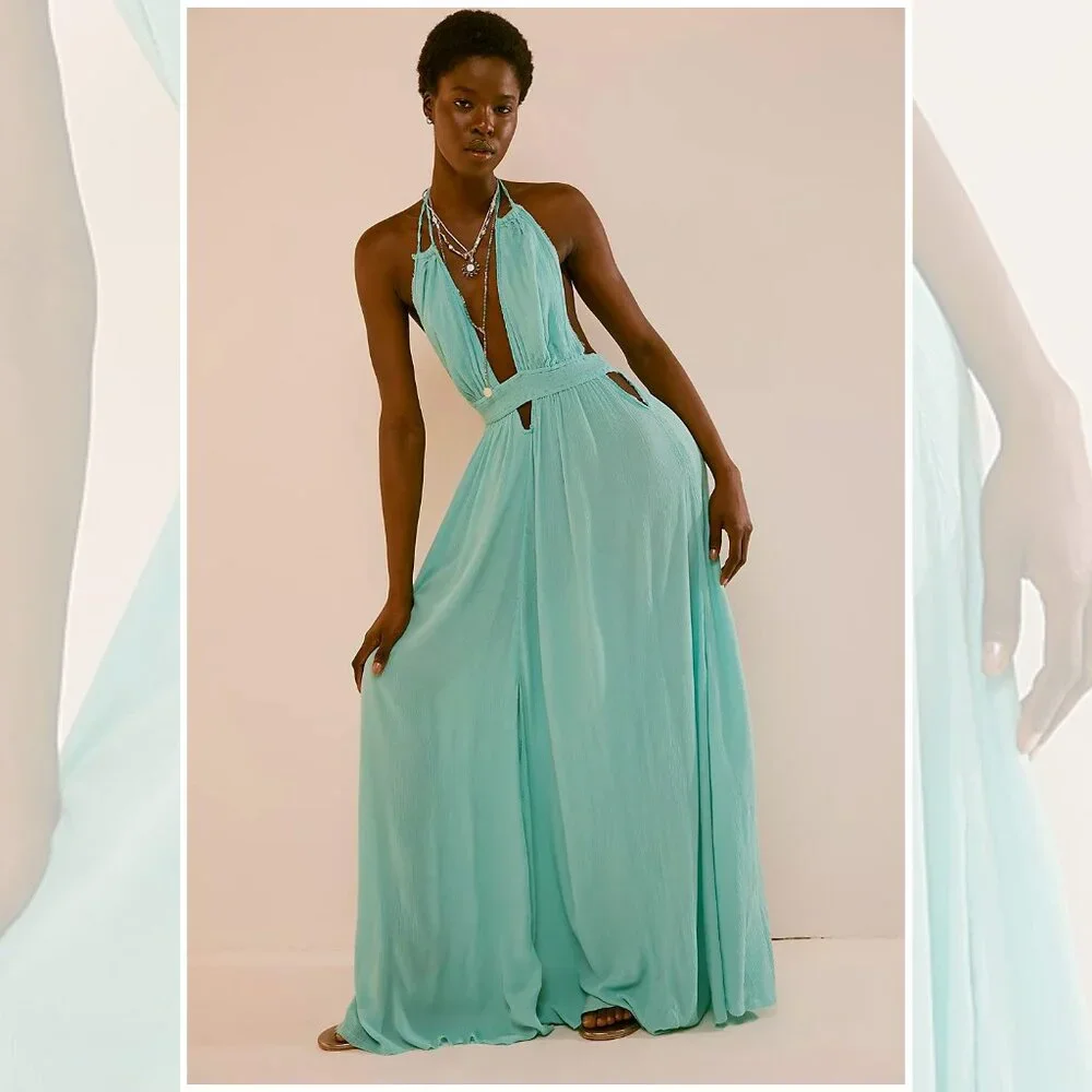 Free People NWT RARE Look Into The Sun Maxi Dress Endless Summer - Picture 3 of 5